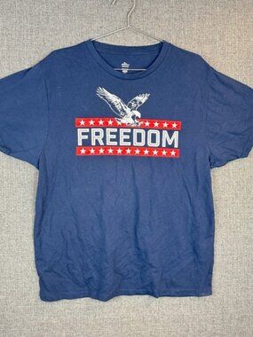 Freedom Eagle Graphic Print T Shirt Patriotic Americana USA‎ Red White Blue